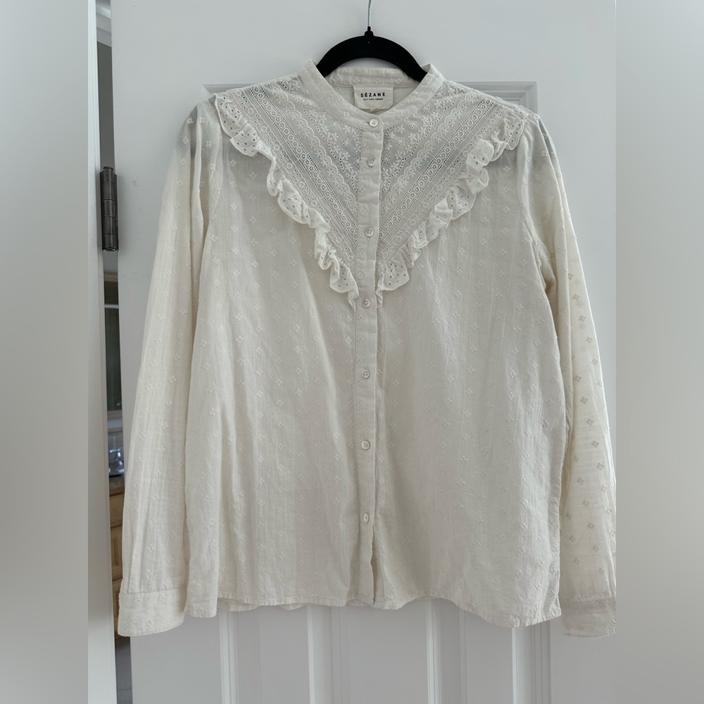 Sezane White Cotton Blouse